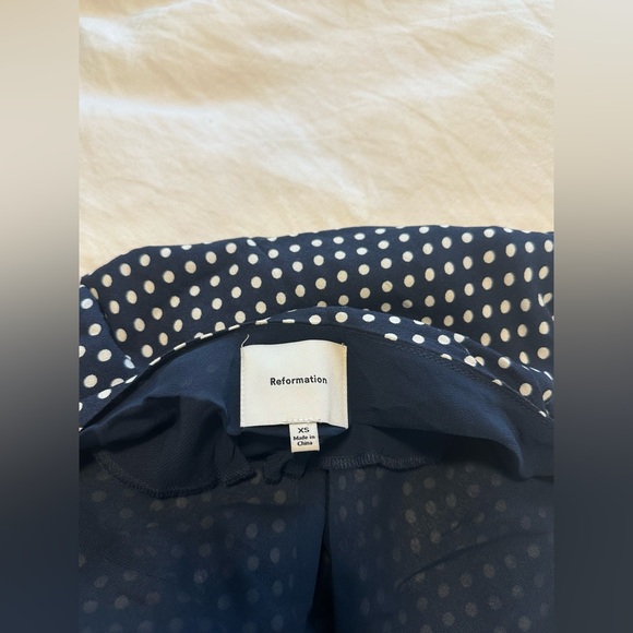 Reformation Floria Dress in Dream Dot (Navy with White Polka Dots) - Size XS - Picture 6 of 6